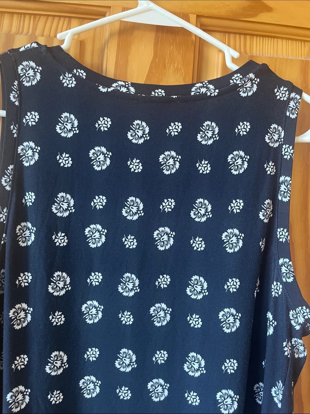 LOFT Navy Floral Sleeveless Shift Dress - Size Large - Picture 7 of 8